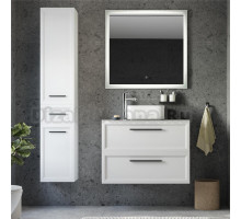 Мебель для ванной STWORKI Эстерсунд 90 белая матовая, простоун беж с отверстием под смеситель в столешнице