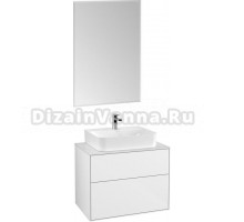 Мебель для ванной Villeroy & Boch Finion 80 glossy white lacquer, glass white matt, с настенным освещением