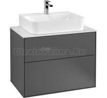 Тумба с раковиной Villeroy & Boch Finion 80 anthracite matt lacquer, glass white matt, с настенным освещением