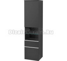 Шкаф-пенал Villeroy & Boch Venticello A95212 R, black matt lacquer, с белыми ручками