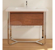 Тумба с раковиной Villeroy & Boch Antheus 100 american walnut, с подставкой из глянцевой стали