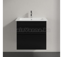 Тумба с раковиной Villeroy & Boch Venticello 60 black matt lacquer, с ручками хром