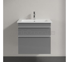 Тумба с раковиной Villeroy & Boch Venticello 60 glossy grey, с белыми ручками