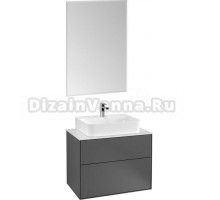 Мебель для ванной Villeroy & Boch Finion 80 anthracite matt lacquer, glass white matt, с настенным освещением