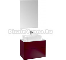 Мебель для ванной Villeroy & Boch Finion 80 peony matt lacquer, glass white matt, с настенным освещением