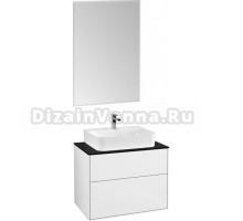 Мебель для ванной Villeroy & Boch Finion 80 glossy white lacquer, glass black matt, с настенным освещением