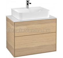Тумба с раковиной Villeroy & Boch Finion 80 oak veneer, glass white matt, с настенным освещением
