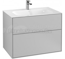Тумба с раковиной Villeroy & Boch Finion 80 light grey matt lacquer, с настенным освещением