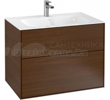 Тумба с раковиной Villeroy & Boch Finion 80 walnut veneer, с настенным освещением