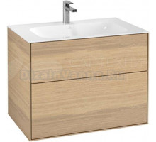 Тумба с раковиной Villeroy & Boch Finion 80 oak veneer, с настенным освещением