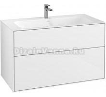 Тумба с раковиной Villeroy & Boch Finion 100 glossy white lacquer, с настенным освещением