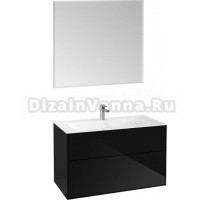 Мебель для ванной Villeroy & Boch Finion 100 glossy black lacquer, с настенным освещением