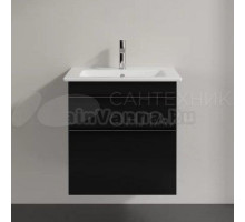 Тумба с раковиной Villeroy & Boch Venticello 55 black matt lacquer, с ручками хром