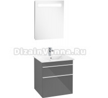 Мебель для ванной Villeroy & Boch Venticello 55 glossy grey, с белыми ручками