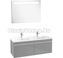 Мебель для ванной Villeroy & Boch Venticello 125 glossy grey, с белыми ручками