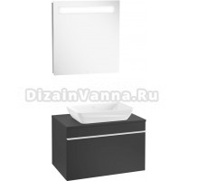 Мебель для ванной Villeroy & Boch Venticello 75 black matt lacquer, с белой ручкой