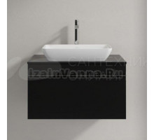 Тумба с раковиной Villeroy & Boch Venticello 75 black matt lacquer, с ручкой хром