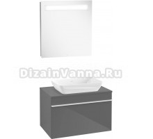 Мебель для ванной Villeroy & Boch Venticello 75 glossy grey, с белой ручкой