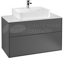 Тумба с раковиной Villeroy & Boch Finion 100 anthracite matt lacquer, glass white matt, с настенным освещением