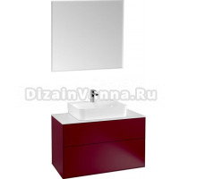 Мебель для ванной Villeroy & Boch Finion 100 peony matt lacquer, glass white matt, с настенным освещением