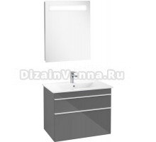 Мебель для ванной Villeroy & Boch Venticello 80 glossy grey, с белыми ручками