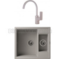 Комплект Мойка кухонная Florentina Липси 580К грей + Смеситель D&K Berlin DA1432421 для кухонной мойки, грей