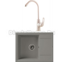 Комплект Мойка кухонная Florentina Липси 650 грей + Смеситель D&K Eucharius Rhein DA1372421 для кухонной мойки, грей
