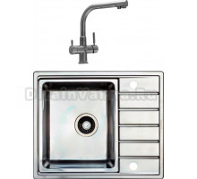 Комплект Мойка кухонная Seaman Eco Roma SMR-6150A с клапан-автоматом + Смеситель Seaman Barcelone SSL-5383 Water для кухонной мойки