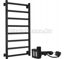 Полотенцесушитель электрический Secado Корсико 1 100x50, ТЭН КТХ 4, черный матовый, R