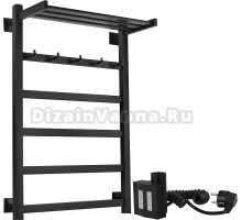 Полотенцесушитель электрический Secado Корсико 1 КСП 80x50, ТЭН КТХ 4, черный матовый, R