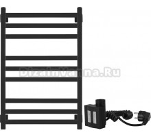 Полотенцесушитель электрический Secado Корсико 3 80x50, ТЭН КТХ 4, черный матовый, R