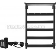 Полотенцесушитель электрический Secado Комано 1 КСП 80x50, ТЭН КТХ 4, черный матовый, L