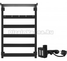 Полотенцесушитель электрический Secado Комано 1 КСП 80x50, ТЭН КТХ 4, черный матовый, R