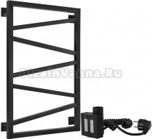 Полотенцесушитель электрический Secado Мирано 80х50, ТЭН КТХ 4, черный матовый, R