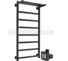 Полотенцесушитель электрический Secado Корсико 1 СП 100x50, ТЭН КТХ 4 скрытый, черный матовый, L
