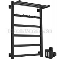 Полотенцесушитель электрический Secado Корсико 1 КСП 80x50, ТЭН КТХ 4 скрытый, черный матовый, L