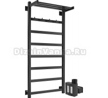Полотенцесушитель электрический Secado Корсико 1 КСП 100x50, ТЭН КТХ 4 скрытый, черный матовый, L
