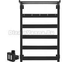 Полотенцесушитель электрический Secado Комано 1 КСП 80x50, ТЭН КТХ 4 скрытый, черный матовый, L