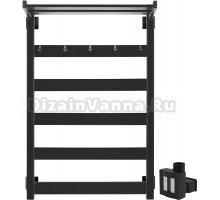 Полотенцесушитель электрический Secado Комано 1 КСП 80x50, ТЭН КТХ 4 скрытый, черный матовый, R