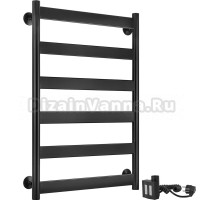 Полотенцесушитель электрический Secado Комано 2 80x50, ТЭН КТХ 4, черный матовый, L