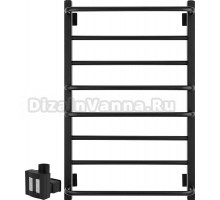 Полотенцесушитель электрический Secado Модена 2 80х50, ТЭН КТХ 4 скрытый, черный матовый, L