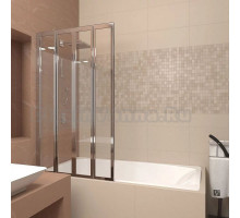 Шторка на ванну Veconi Palau PL-74L/R, 120 x 150 см, профиль хром, стекло прозрачное