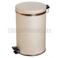 Корзина для мусора Cameya 05MLG-9 светлый кожзам (ромб) с микролифтом, 5 литров c золотым молдингом