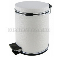Корзина для мусора Cameya 03FWH-10-9 белый кожзам с микролифтом и хромовым молдингом, 3 литра