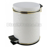 Корзина для мусора Cameya 03FWG-10-9 белый кожзам с микролифтом и золотым молдингом, 3 литра