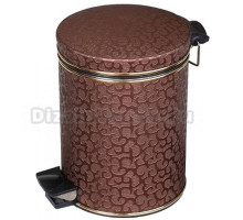 Корзина для мусора Cameya 05FDG-9 коричневый кожзам с микролифтом и золотым молдингом, 5 литров