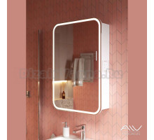 Зеркальный шкаф Alavann Lana 55 см, с подсветкой, белый