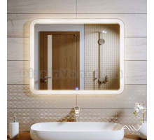 Зеркало Alavann Vanda Lux 90 см с подсветкой, прямоугольное, белый