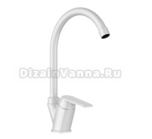 Полимерный смеситель OneLife P02-000w для кухонной мойки, белый глянцевый