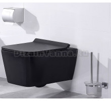 Подвесной унитаз CeramaLux 036 36 x 52 x 34.5 см безободковый, сиденье DP, Soft Close,  цвет черный матовый, крышка микролифт